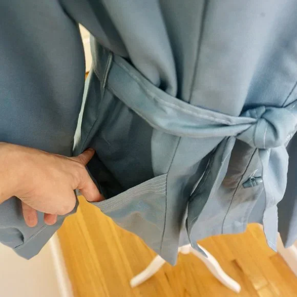 💜 VINTAGE Light Blue Hooded Long Sleeve Jacket/Coat - Picture 11 of 15